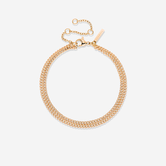 Curb Chain Double Bracciale Oro Rosa