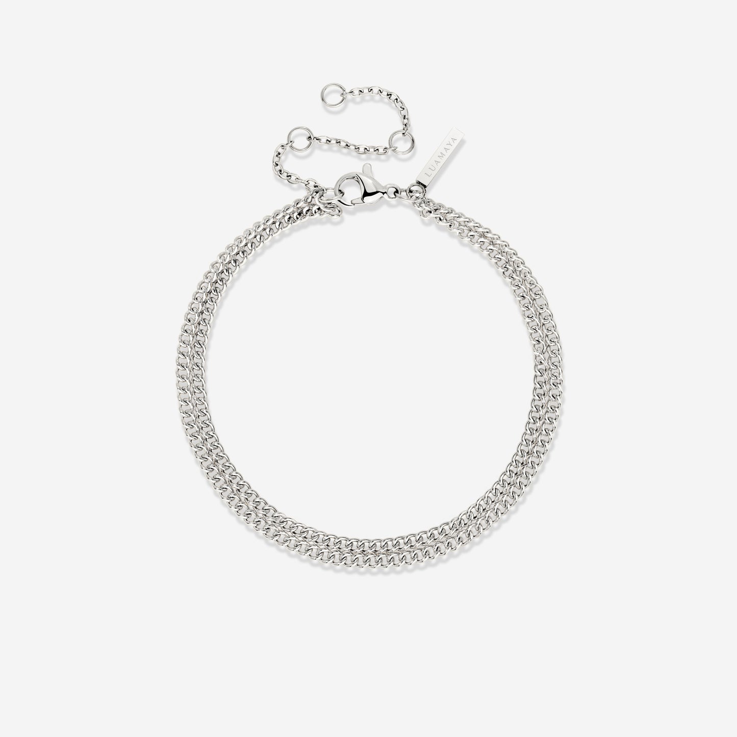 Curb Chain Double Bracciale Argento