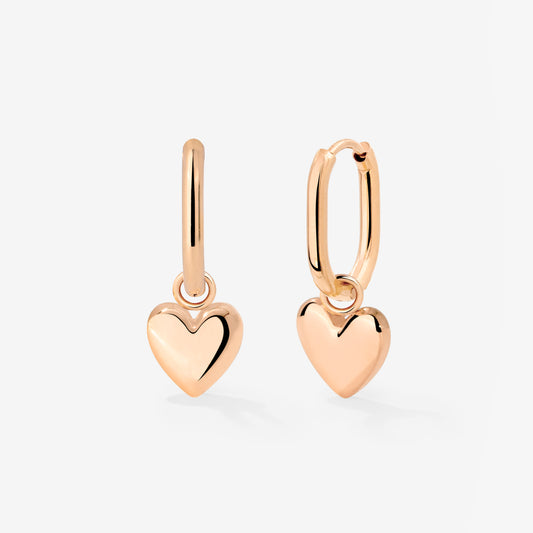 Lovely Heart Oval Hoop Set Baby Oro Rosa