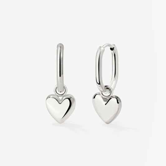 Lovely Heart Oval Hoop Set Baby Argento