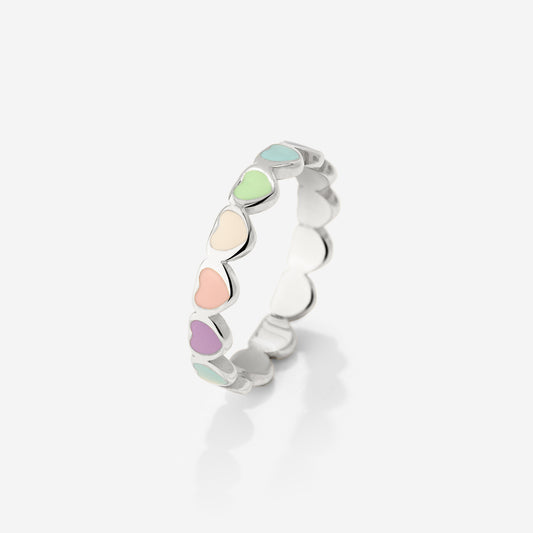 Pastel Hearts Anello Argento
