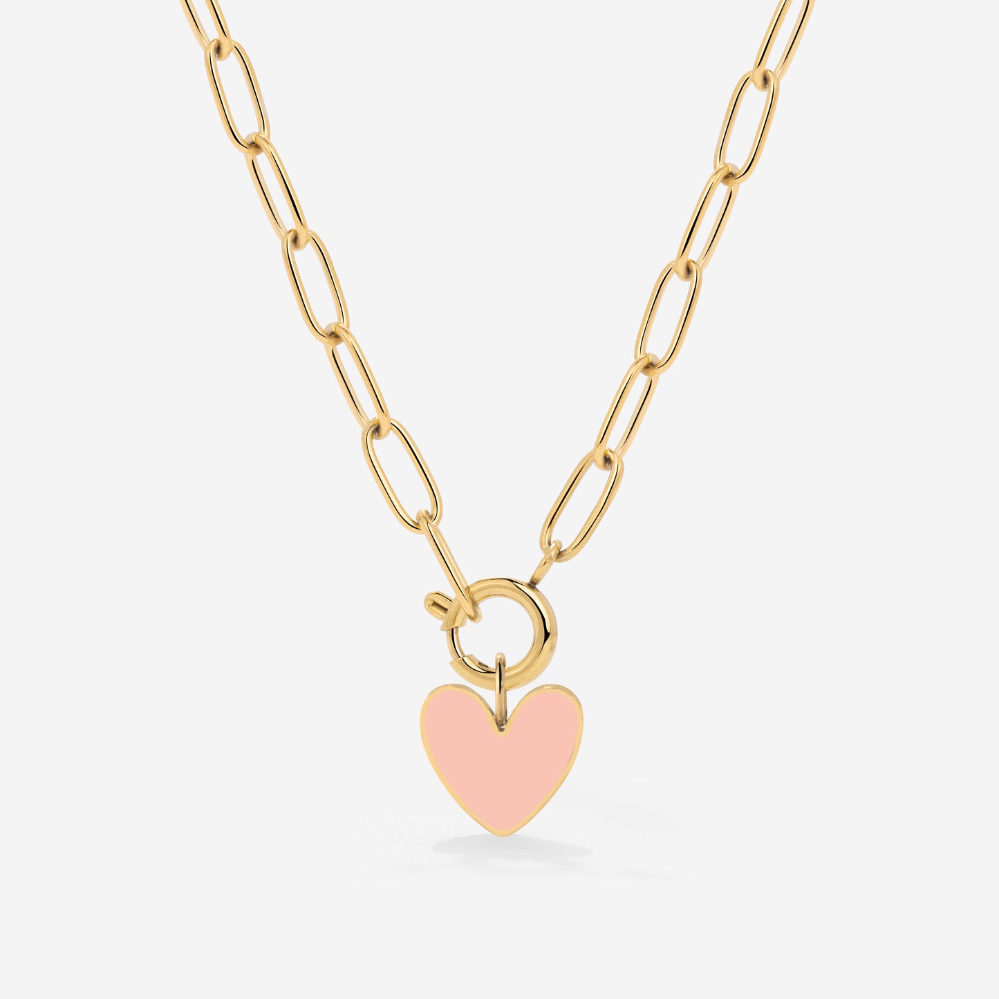 Pink Heart Oval Links Collana Set Oro