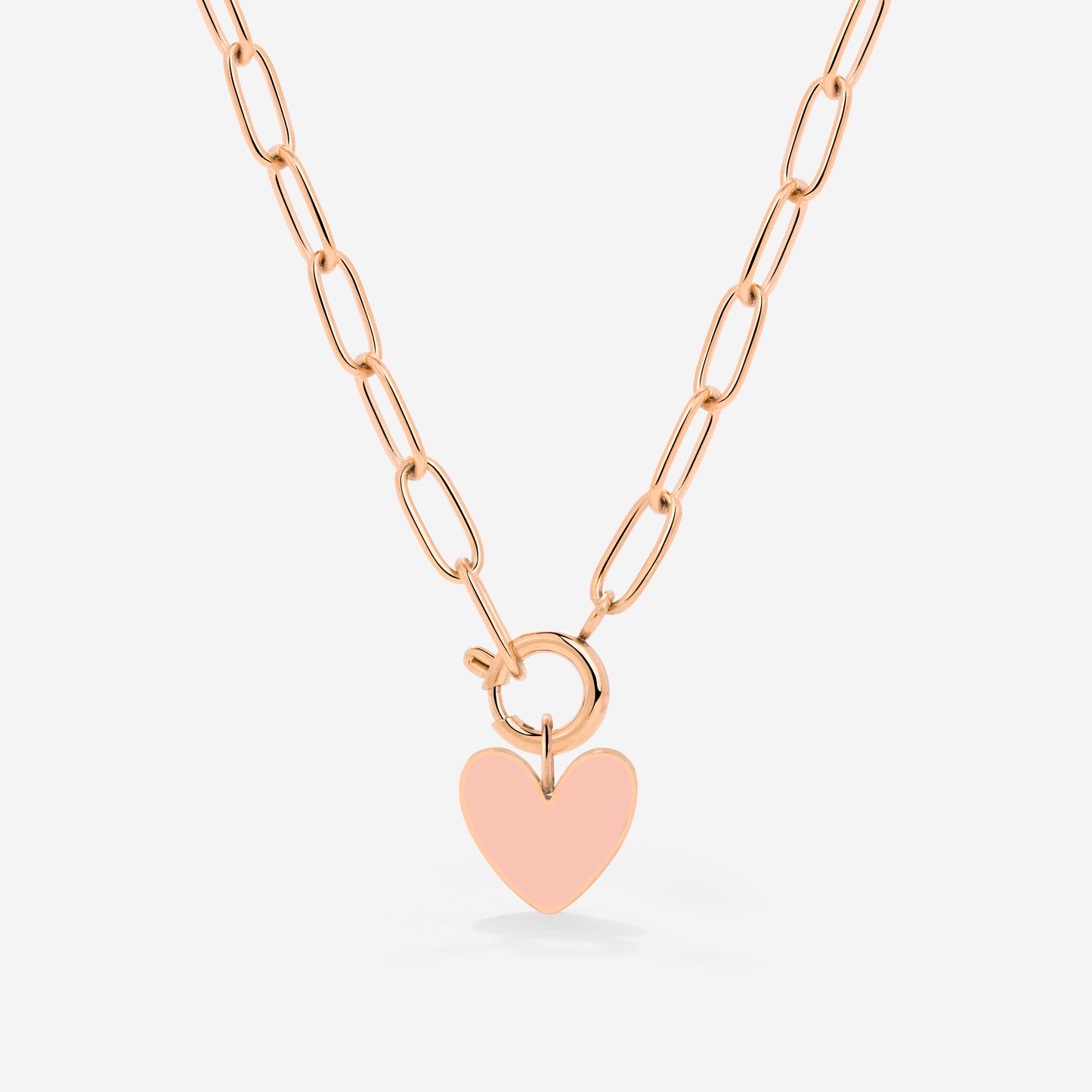 Pink Heart Oval Links Collana Set Oro Rosa