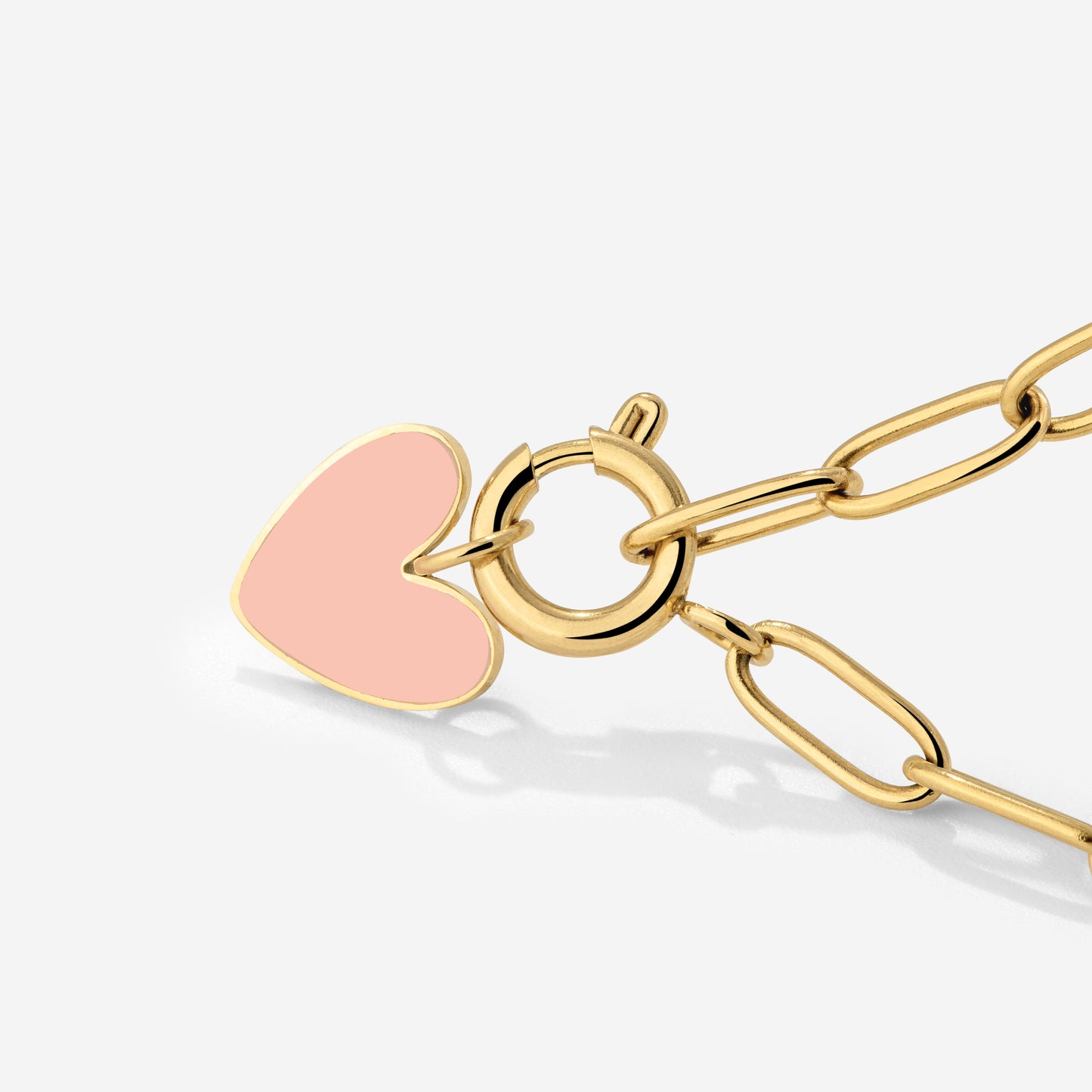 Pink Heart Oval Links Collana Set Oro