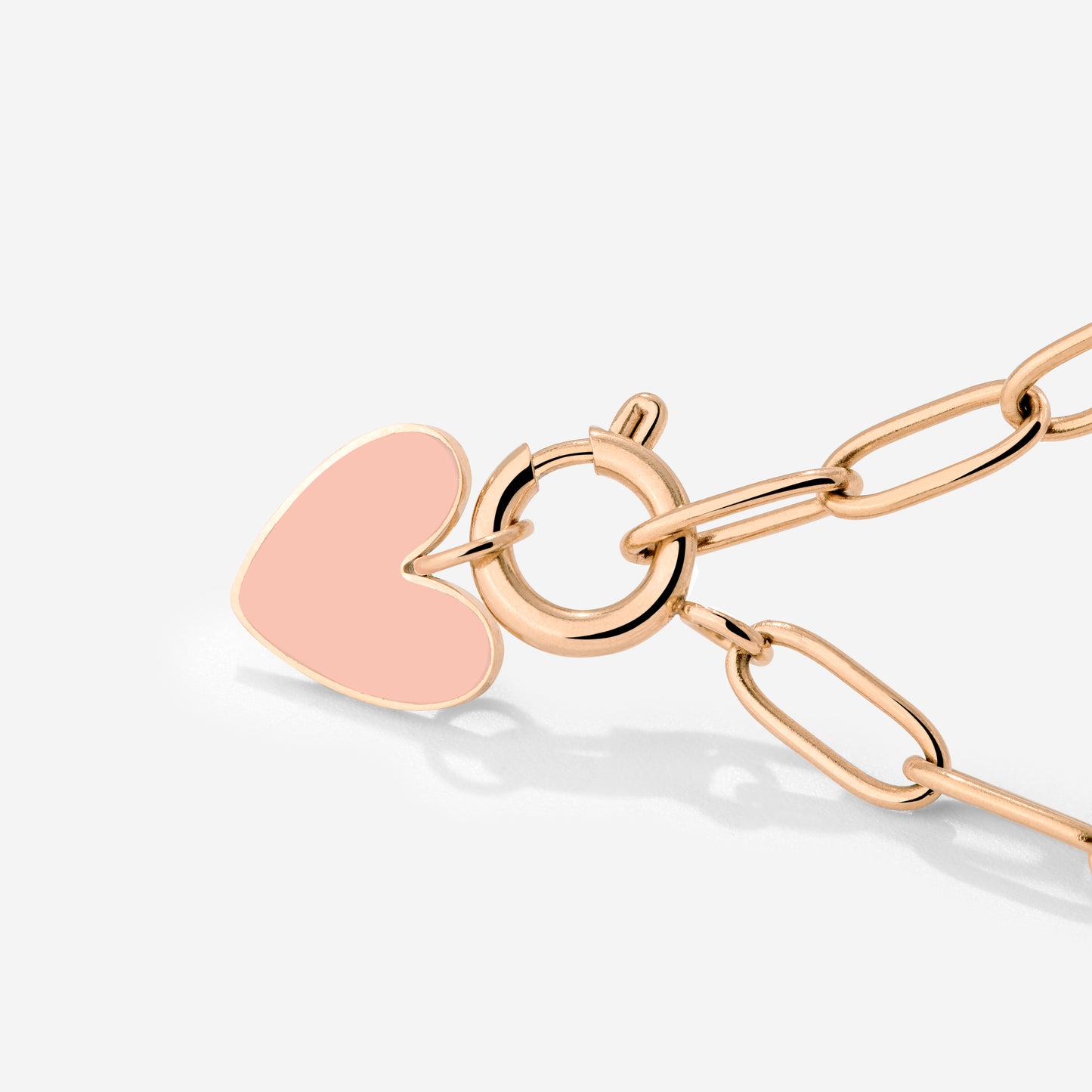 Pink Heart Oval Links Collana Set Oro Rosa