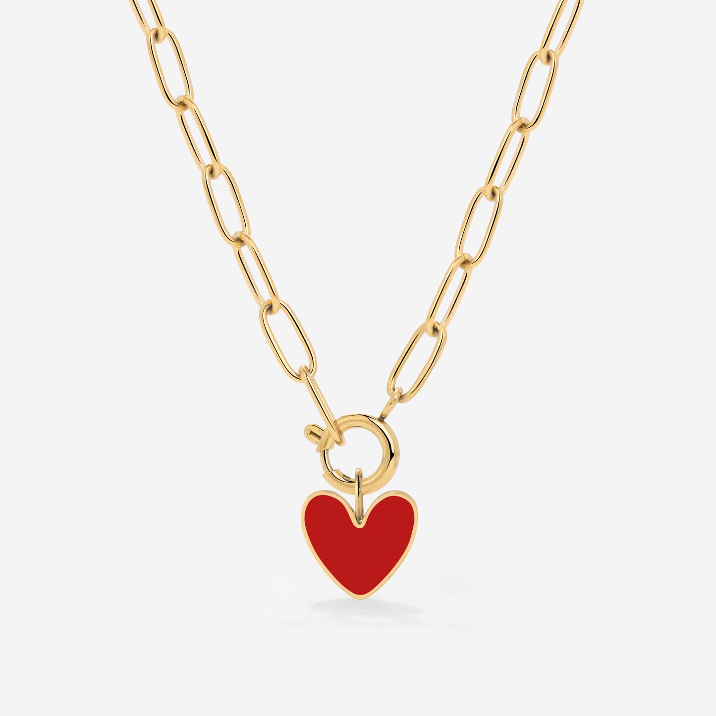Red Heart Oval Links Collana Set Oro