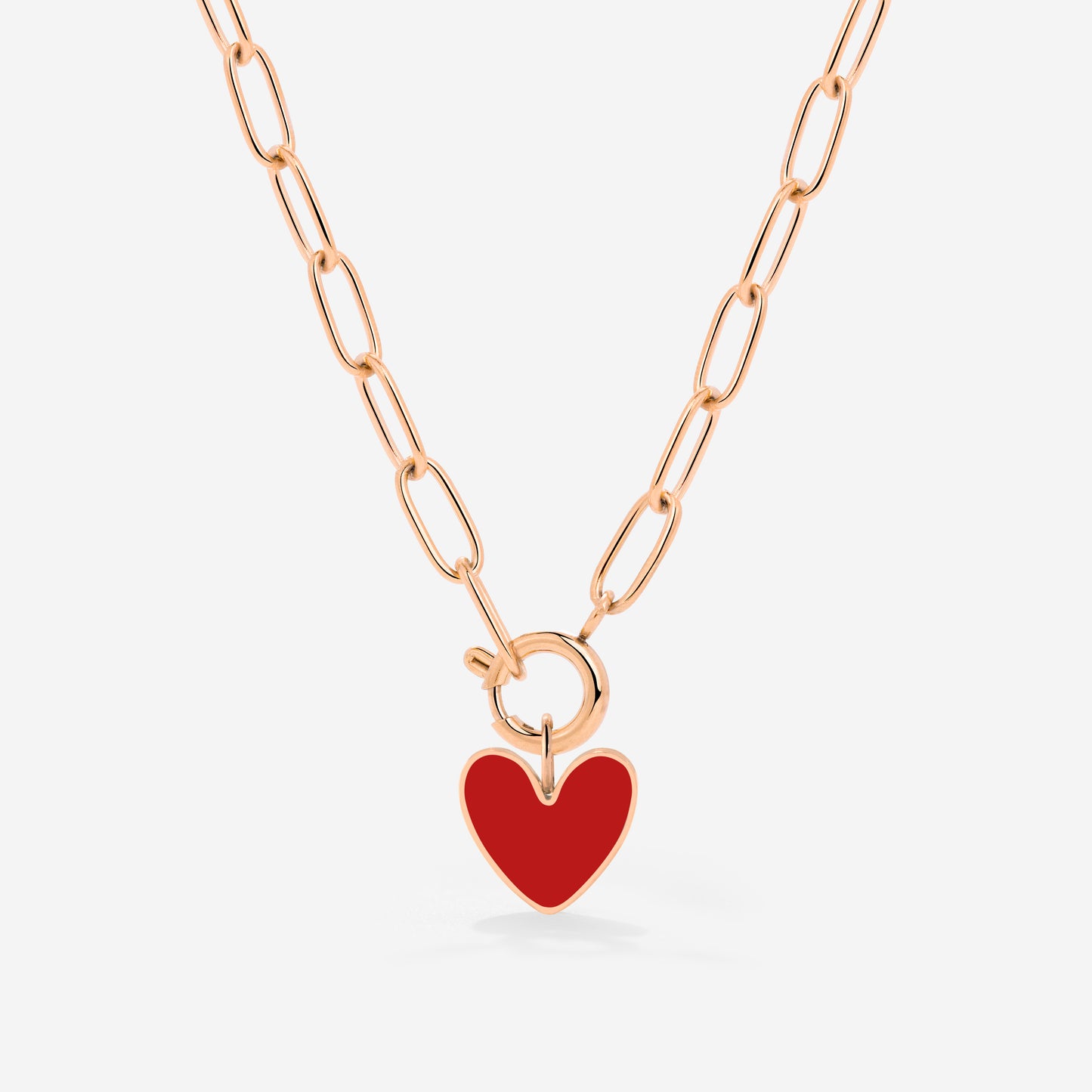 Red Heart Oval Links Collana Set Oro Rosa