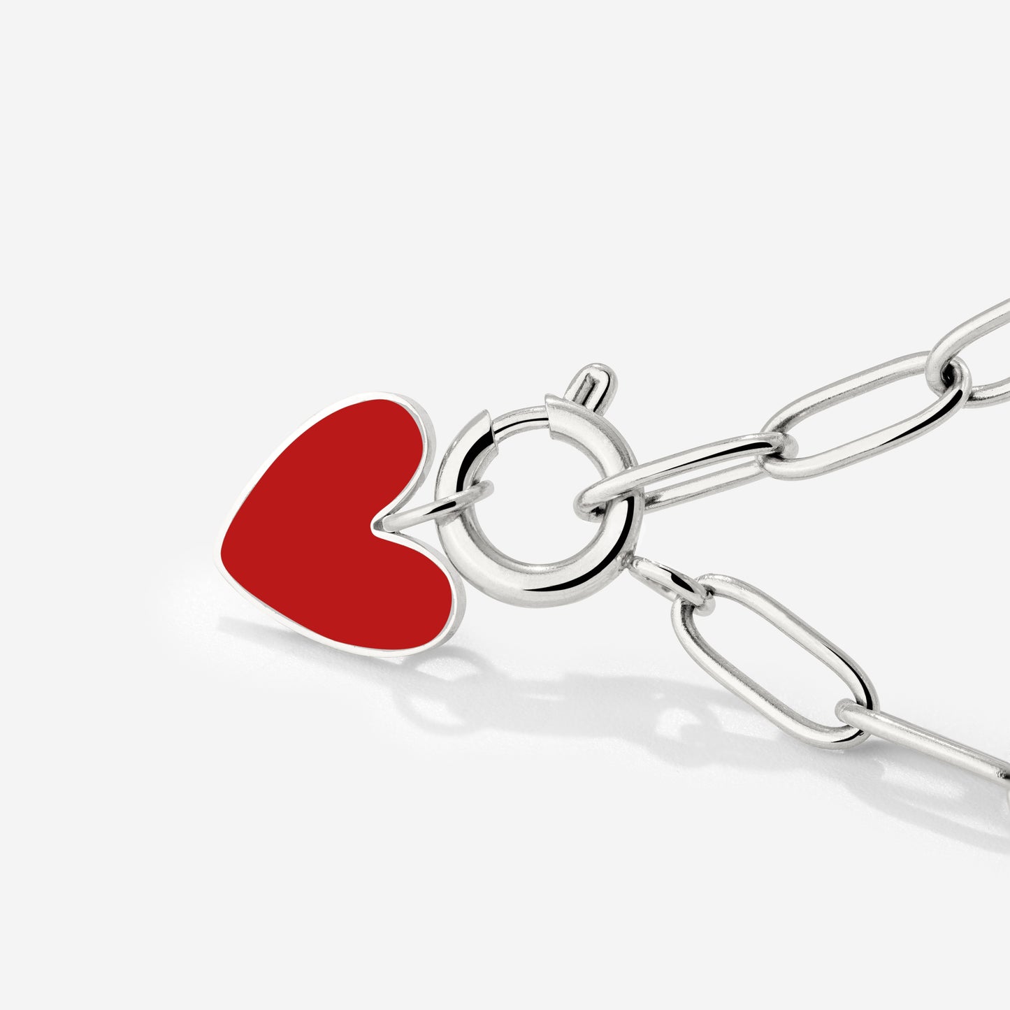 Red Heart Oval Links Collana Set Argento