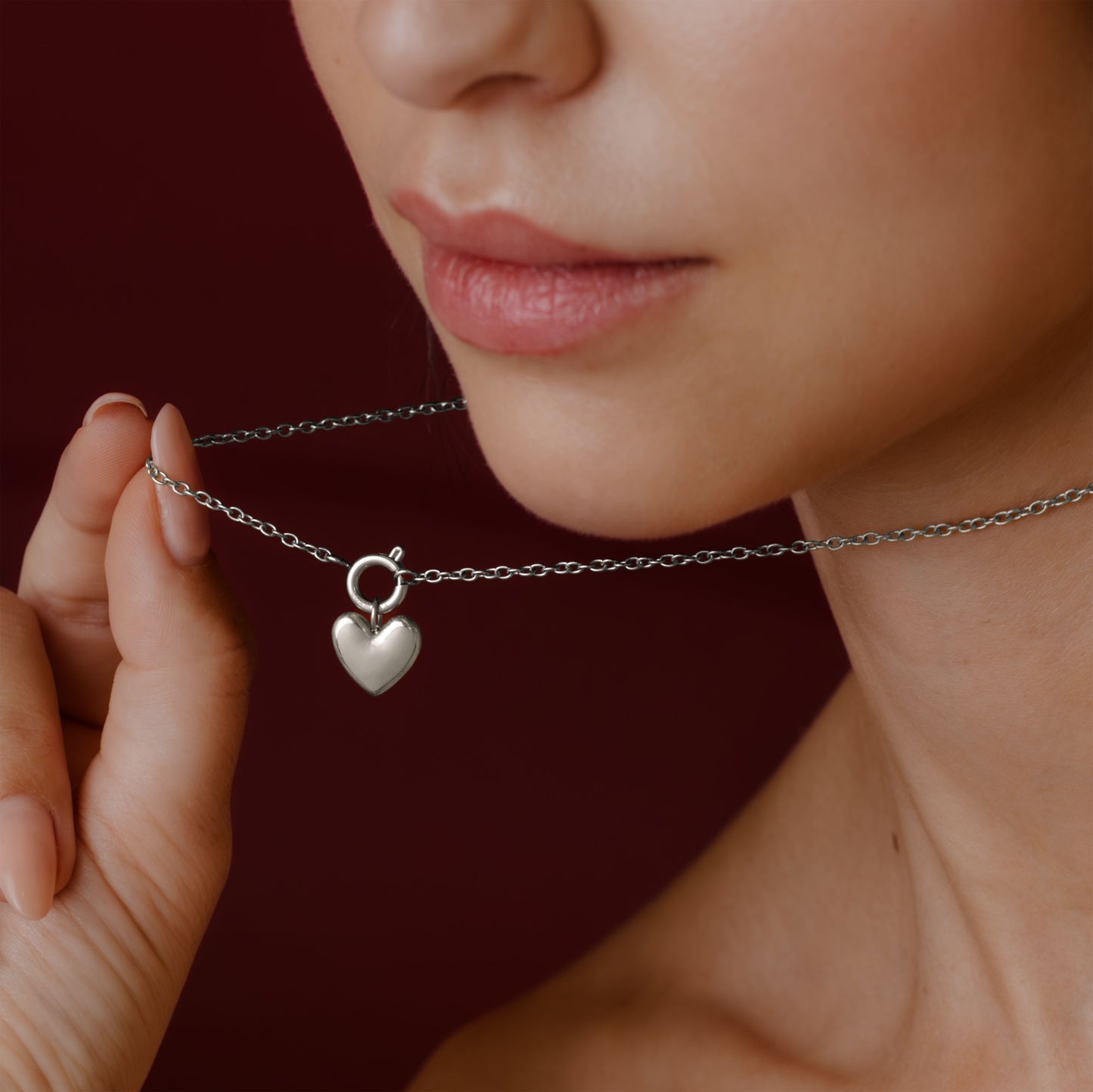 Lovely Heart Classic Chain Collana Set Argento