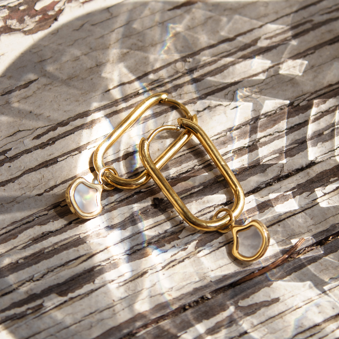 Fish Scale Oval Hoop Set Small Argento