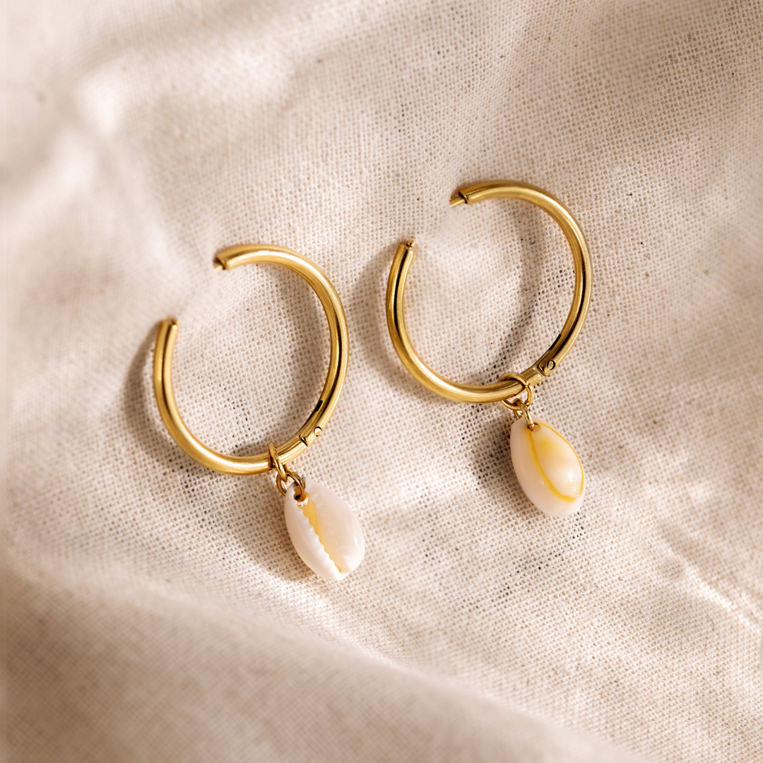 Ocean Whisper Sierra Hoop Set Large Oro Rosa