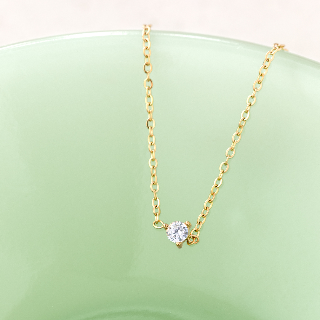 Solitaire Stone Choker Argento
