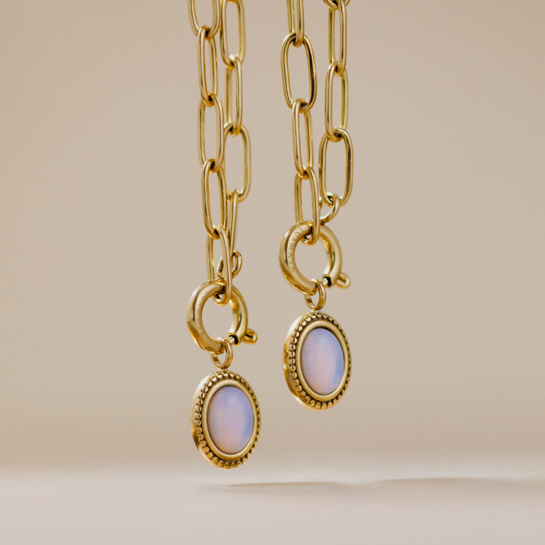 Opaline Oval Links Collana Set Argento