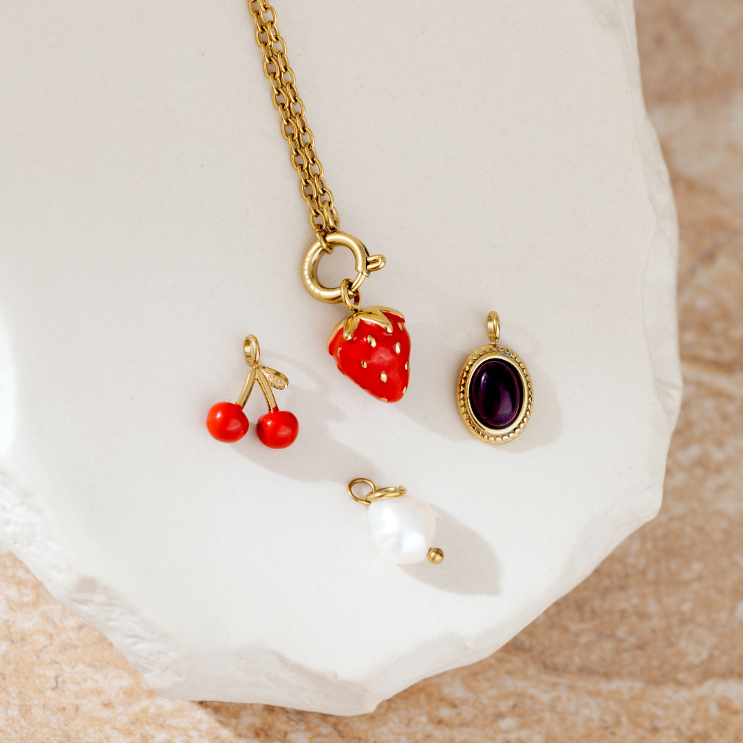 Strawberry Classic Chain Collana Set Oro Rosa