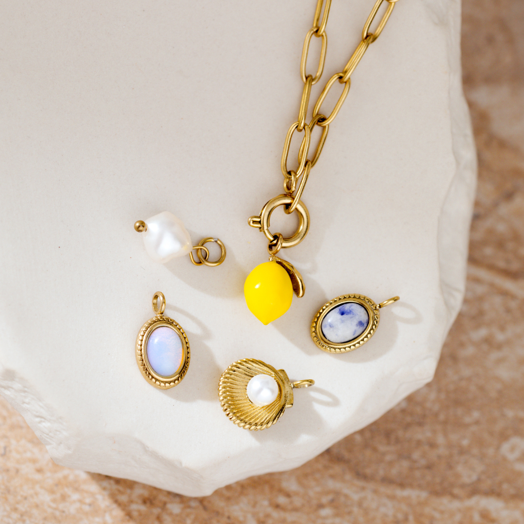 Lemony Oval Links Collana Set Oro
