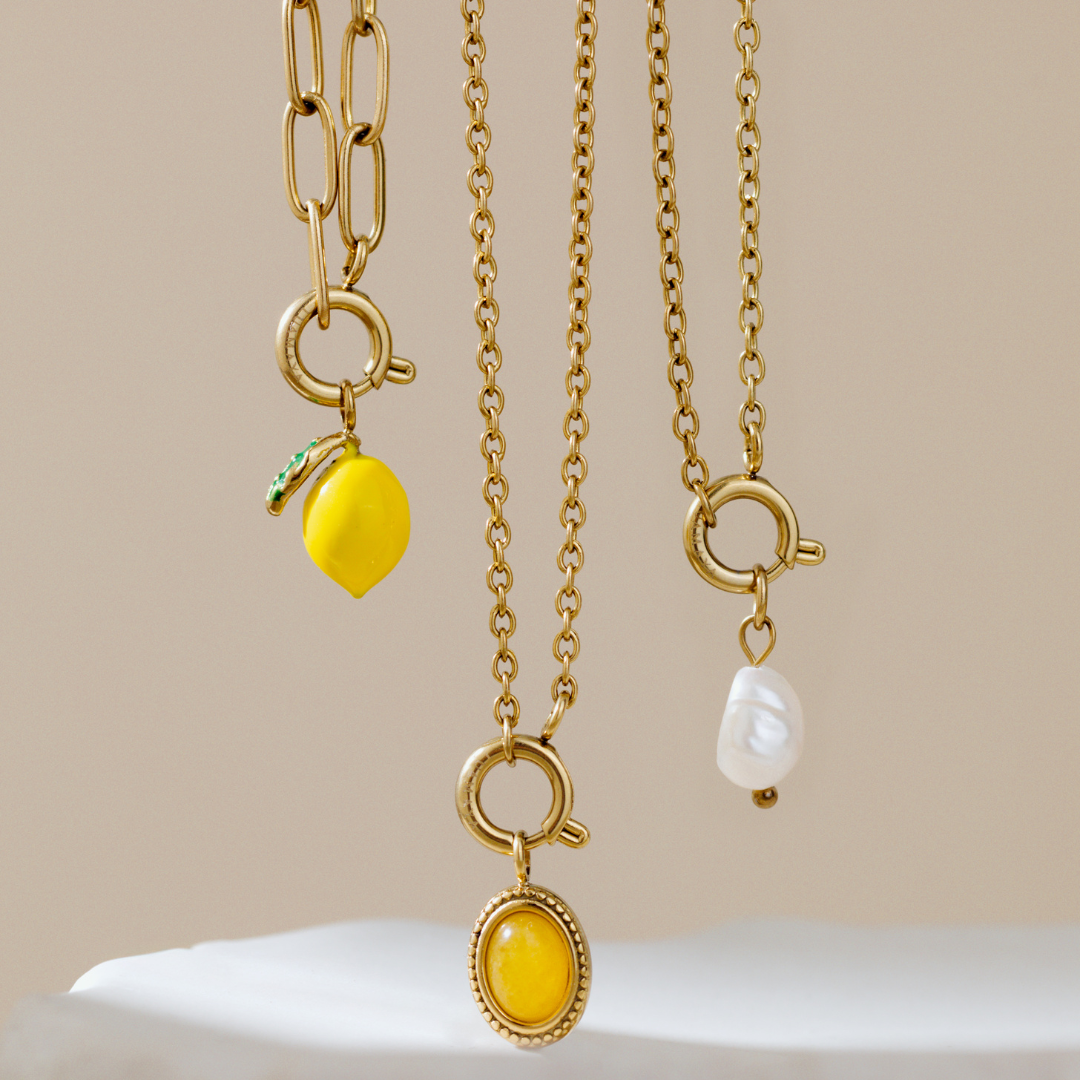 Lemony Oval Links Collana Set Oro
