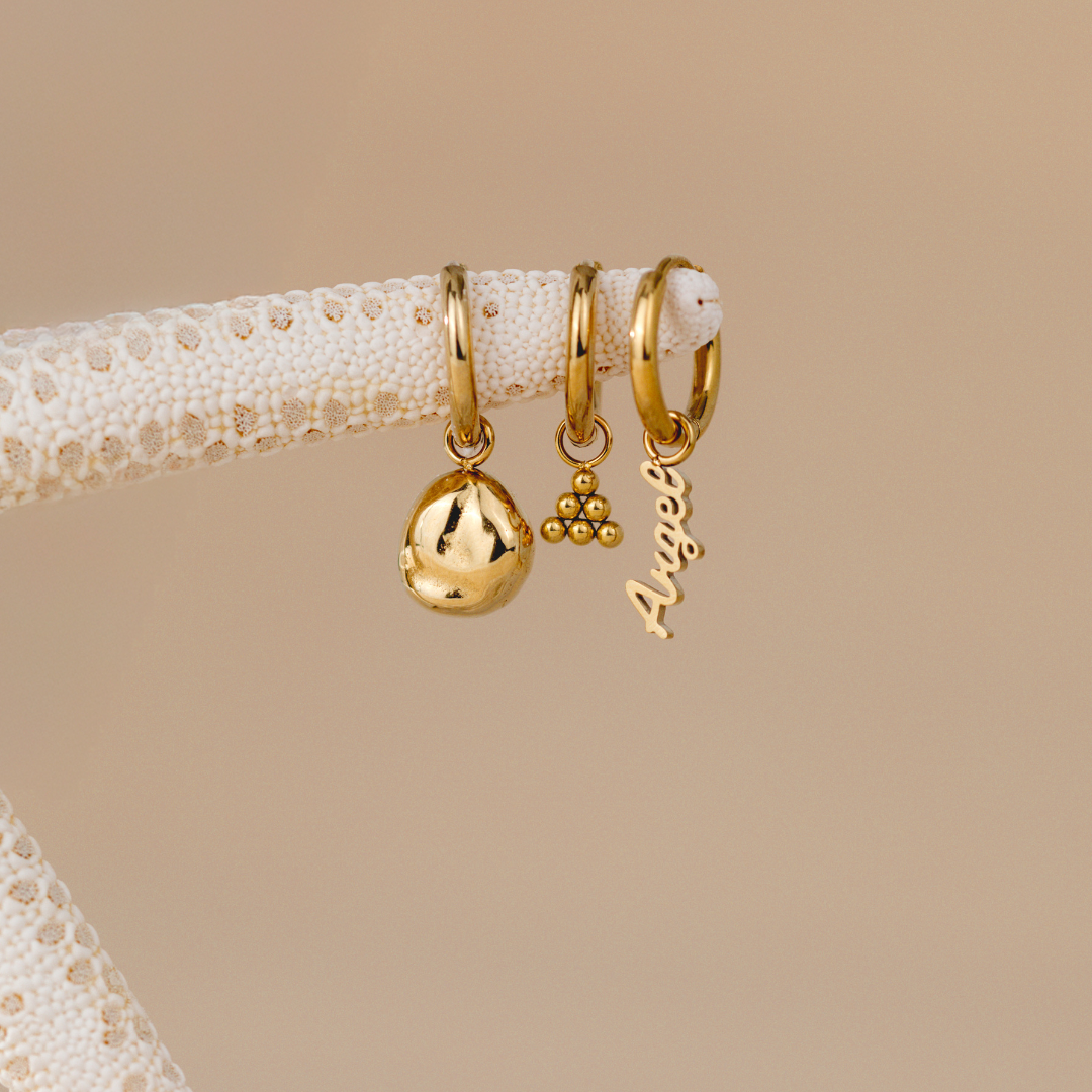 Tiny Beads Hoop Set Small Argento