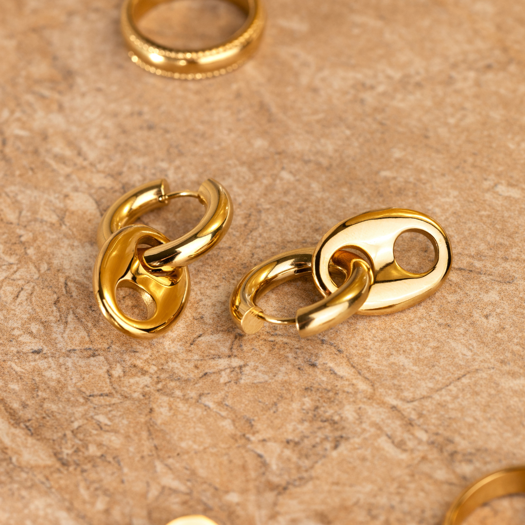 Chunky Gem Find Hoop Set Medium Oro Rosa