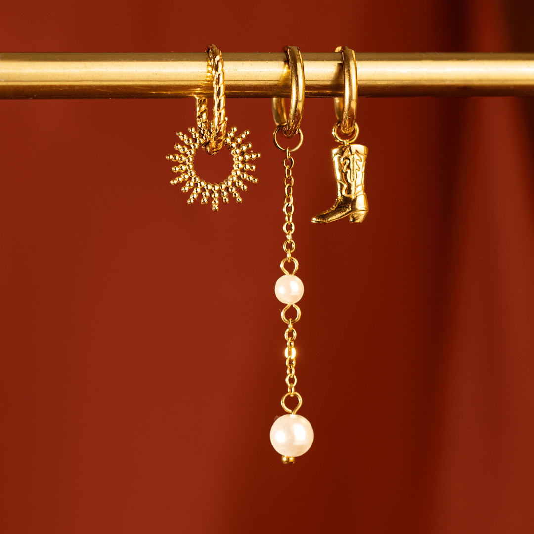 Pearl Allure Hoop Set Small Argento