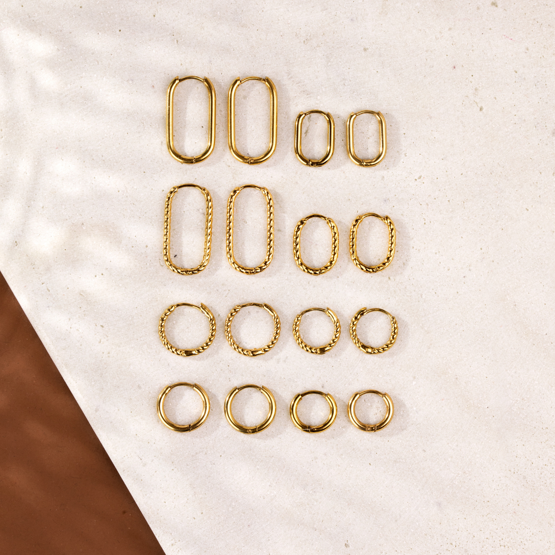 Oval Clean Hoop Set Oro