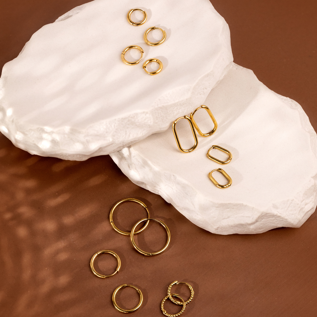 Clean Hoop Set Small Oro Rosa