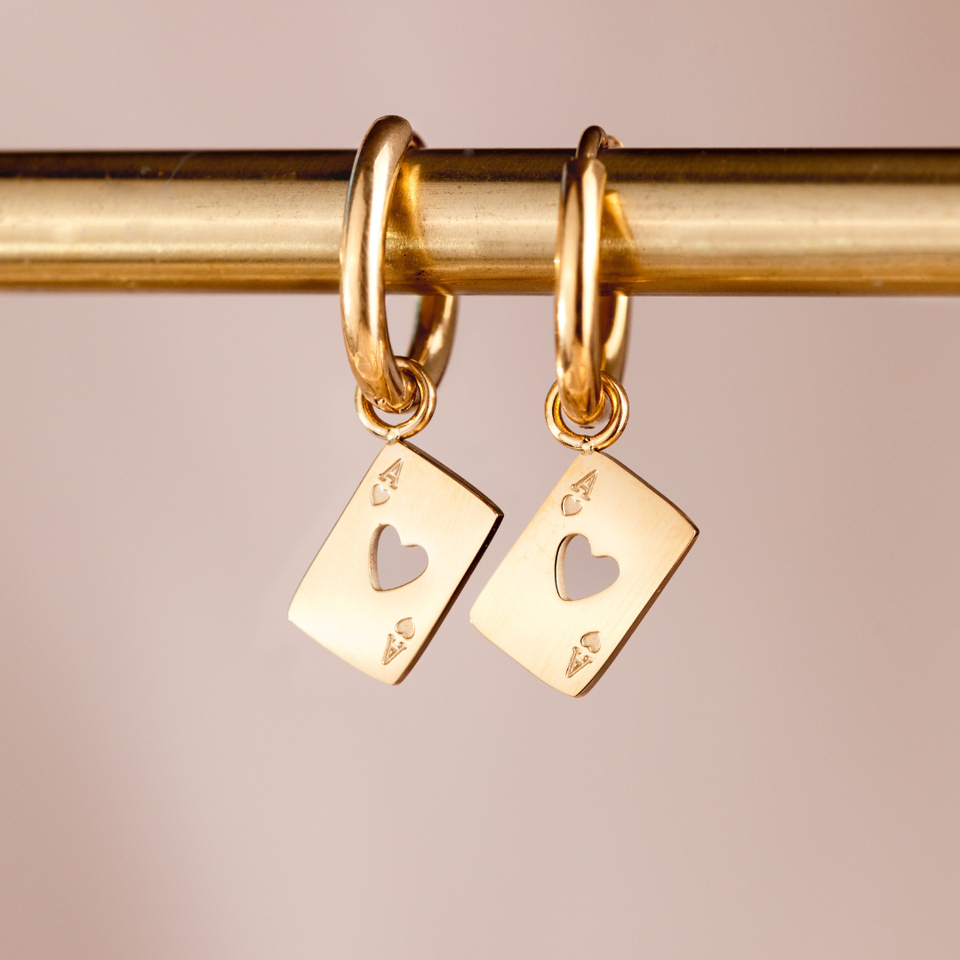 Heart Ace Hoop Set Small Oro Rosa