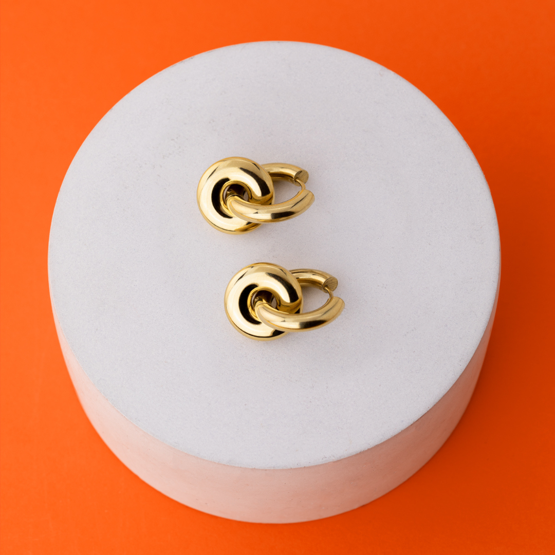 Chunky Sleek Donut Hoop Set Medium Oro Rosa