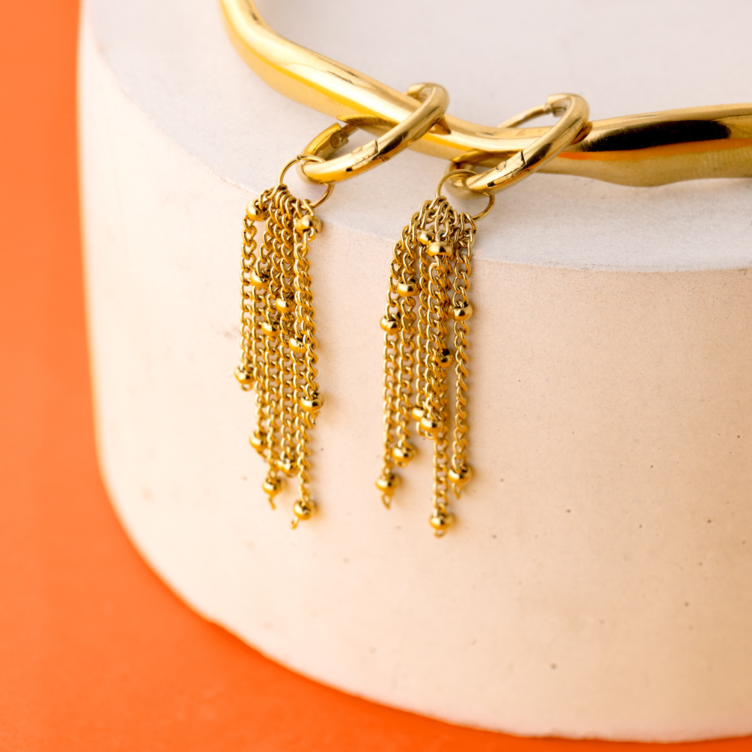 Chain Overload Hoop Set Small Oro Rosa