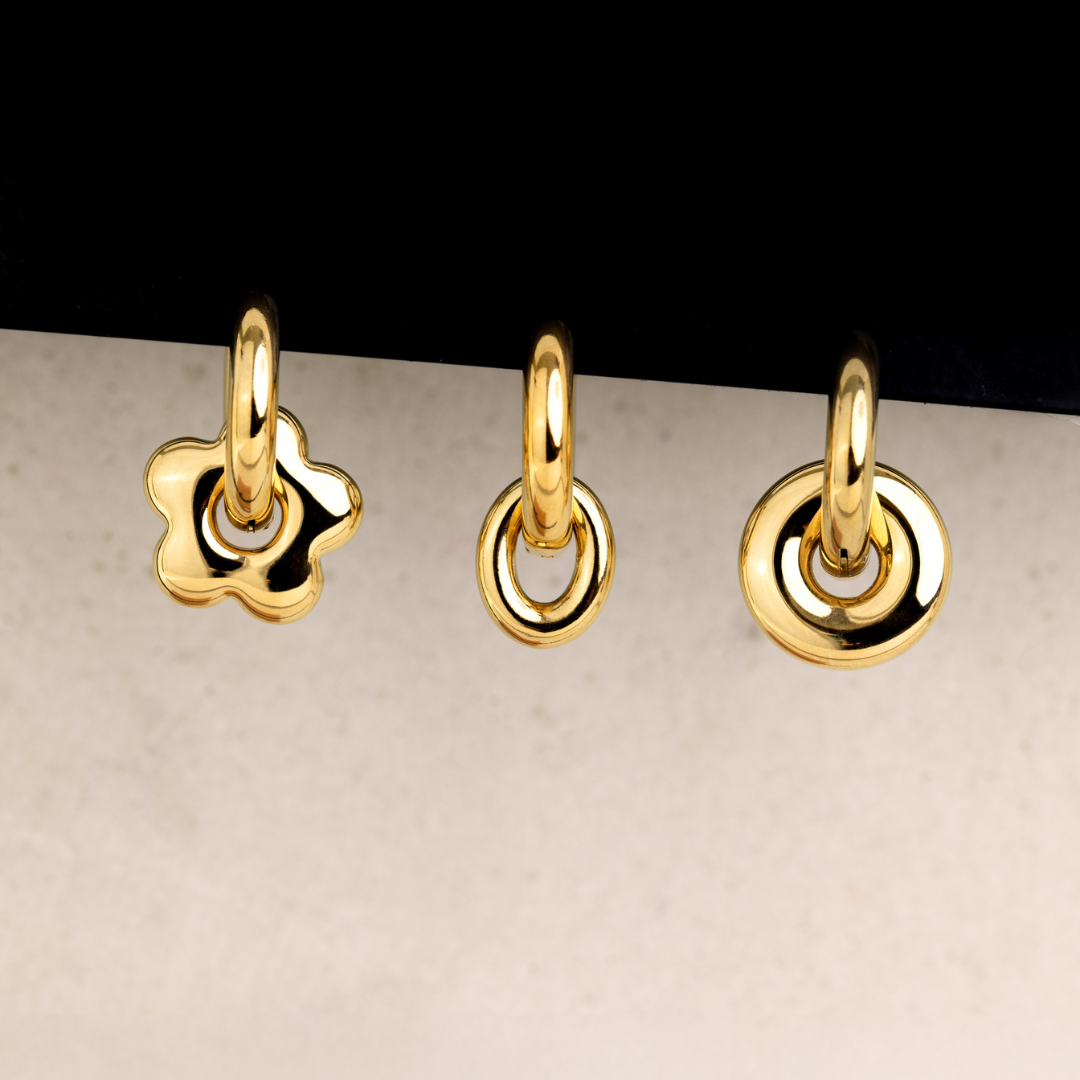 Chunky Sleek Donut Hoop Set Medium Oro Rosa