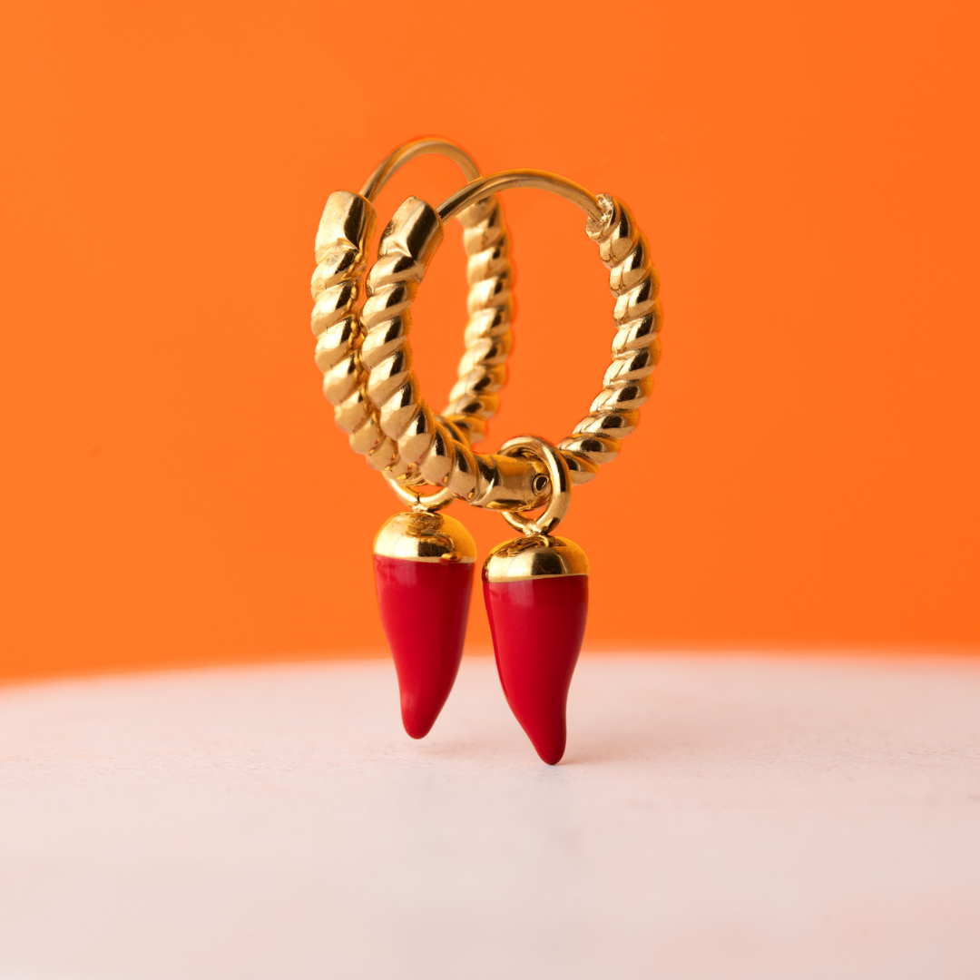 Hot 'n' Spicy Twisted Hoop Set Baby Oro Rosa