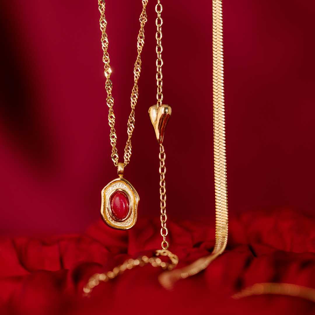 Flowy Heart Collana Oro Rosa