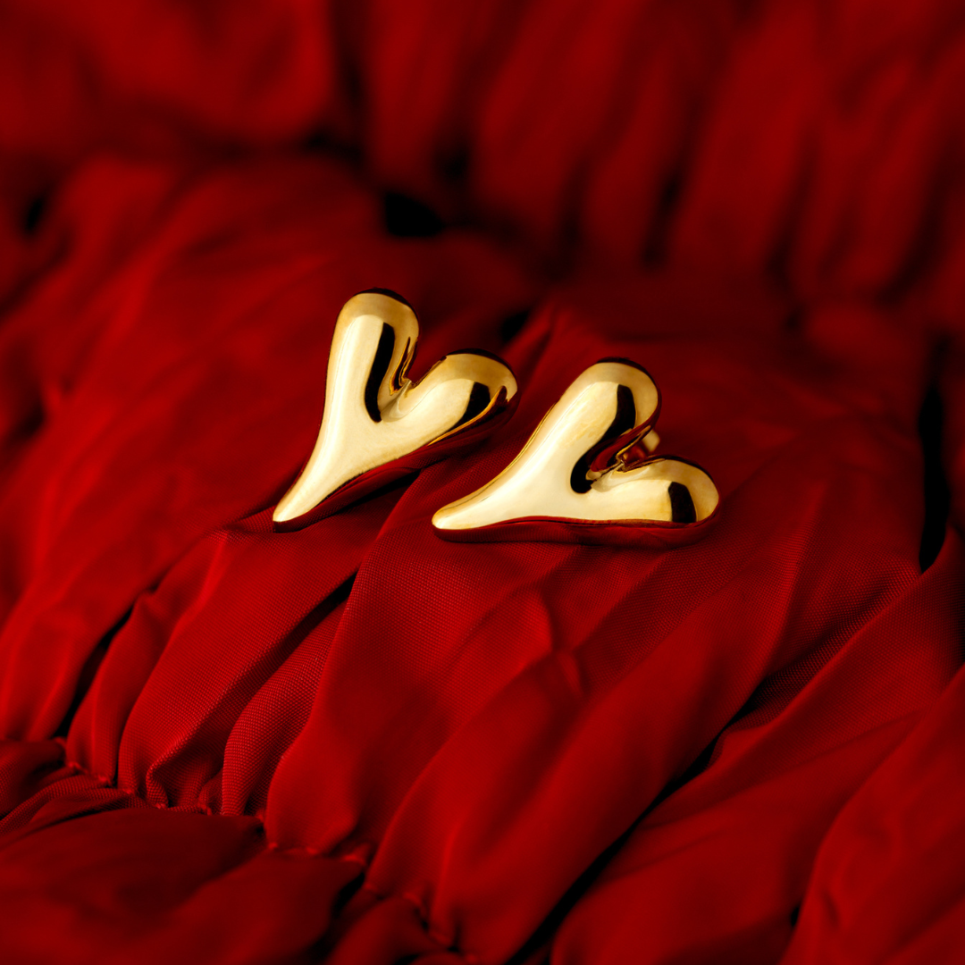 Flowy Hearts Orecchini Large Oro Rosa