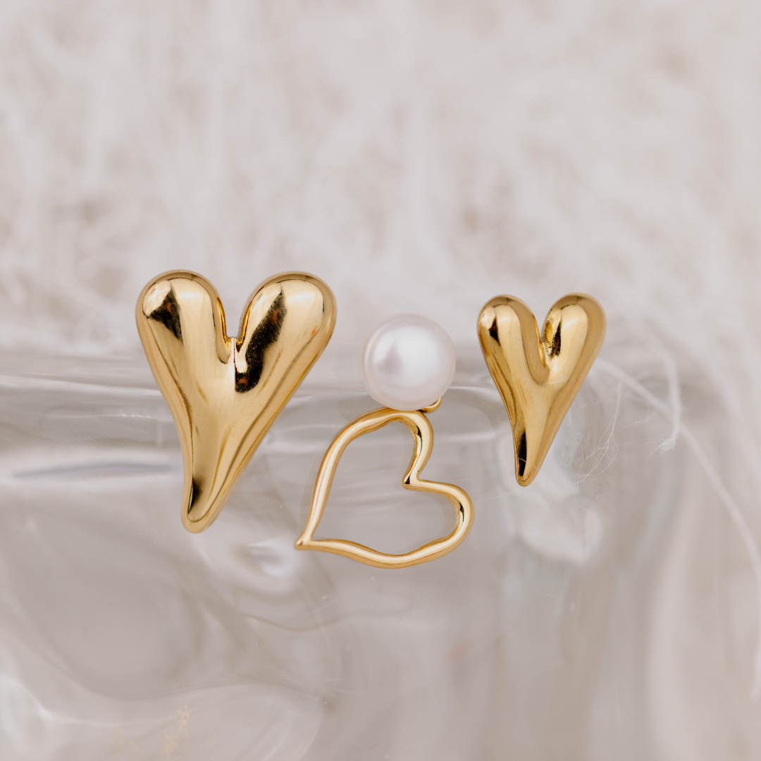 Flowy Hearts Orecchini Large Oro Rosa