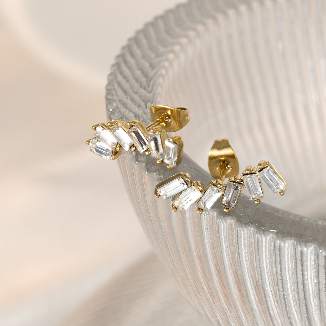 Glam Earclimber Studs Argento