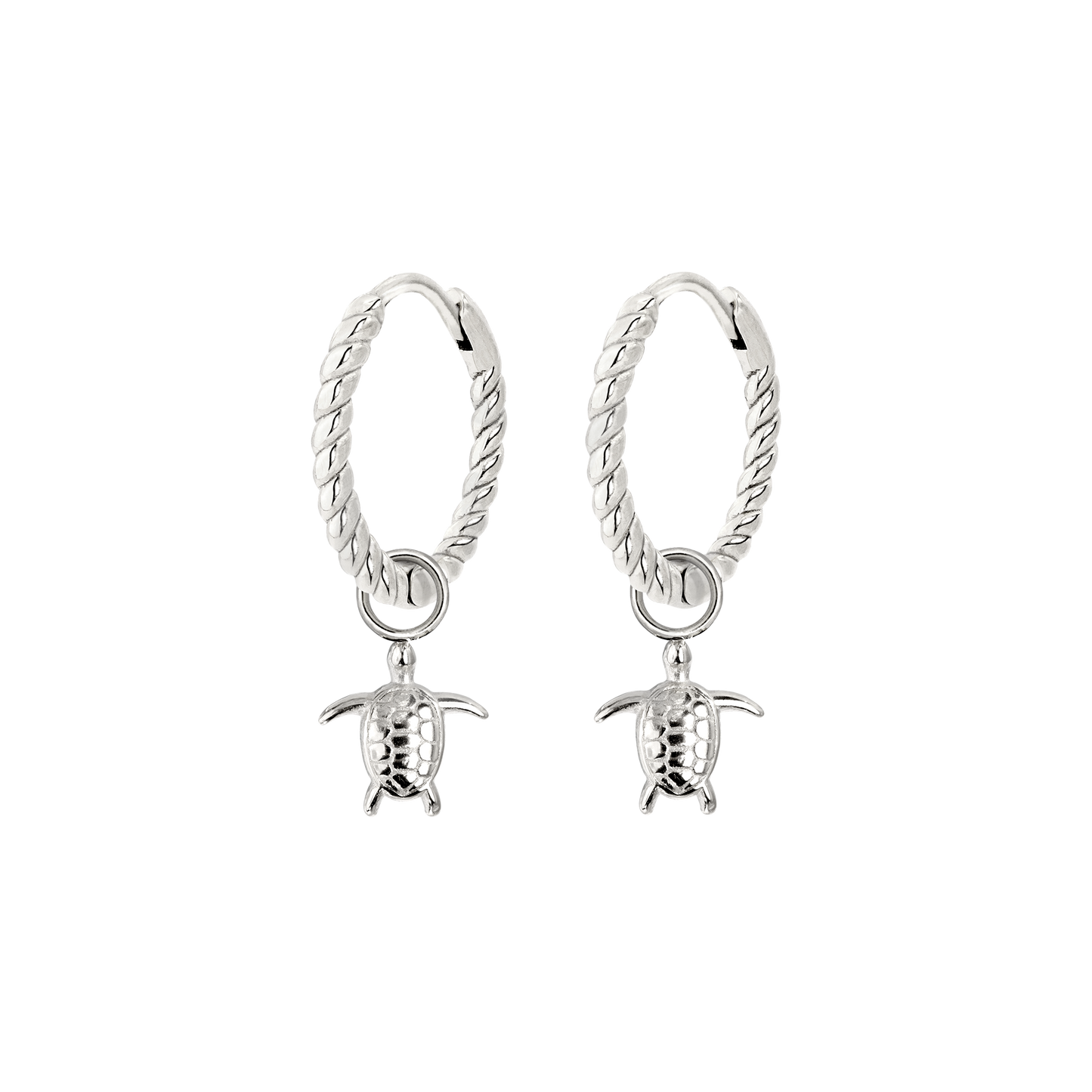 Sea Turtle Twisted Hoop Set Small Argento