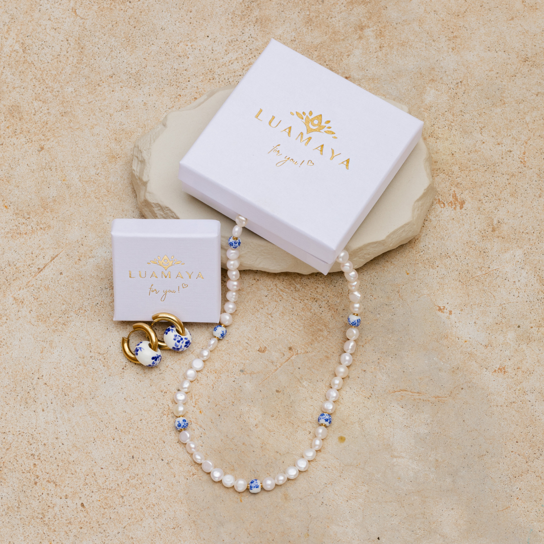 Flower Tile Pearl Collana Argento