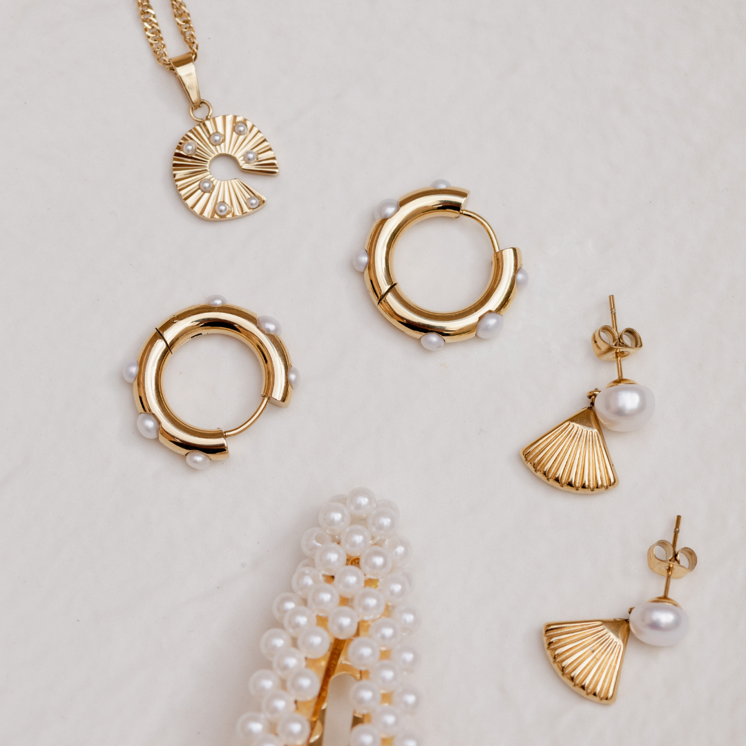 Pearl & Fan Orecchini Argento