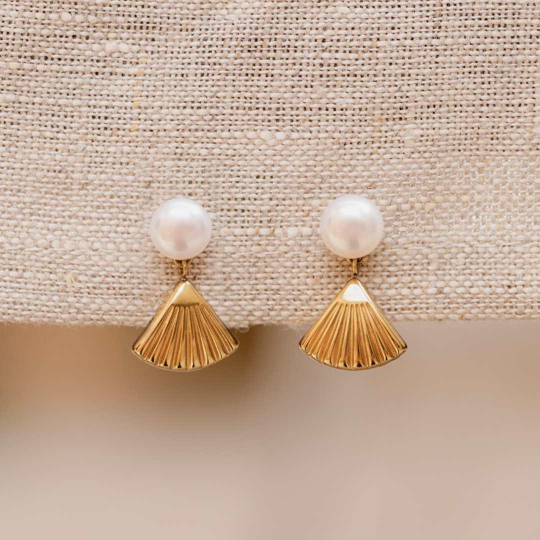 Pearl & Fan Orecchini Argento