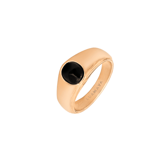 Signet Onyx Anello Oro Rosa