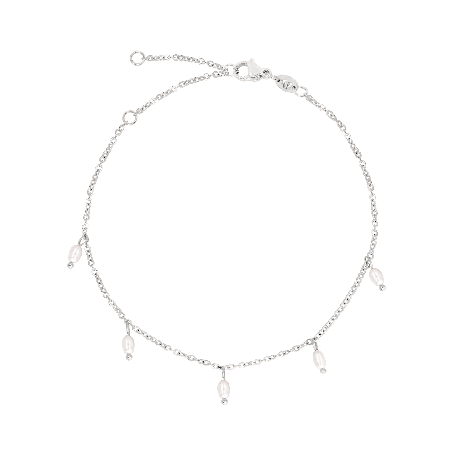 Perla Blanco Cavigliera Argento