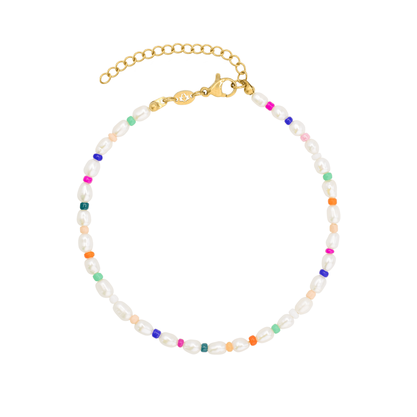 Rainbow Pearl Cavigliera Oro