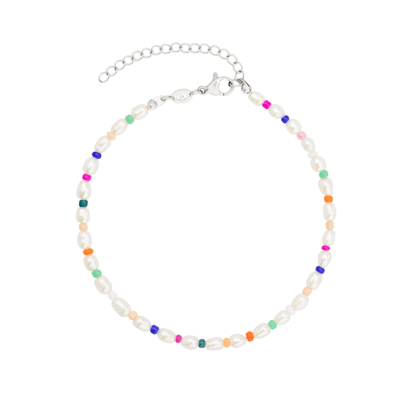 Rainbow Pearl Cavigliera Argento