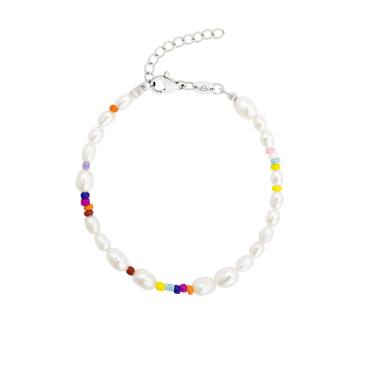 Rainbow Pearl Bracciale Argento