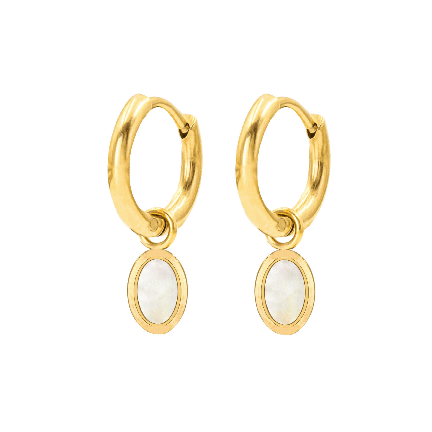 Mother of Pearls Hoop Set Oro