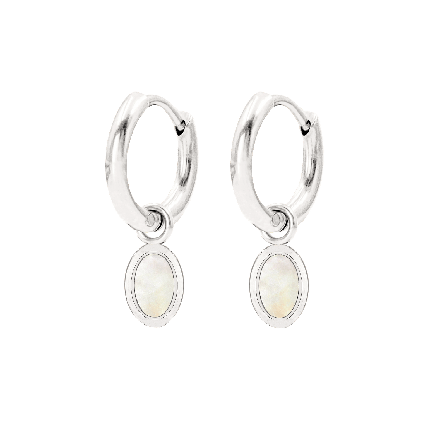 Mother of Pearls Hoop Set Argento