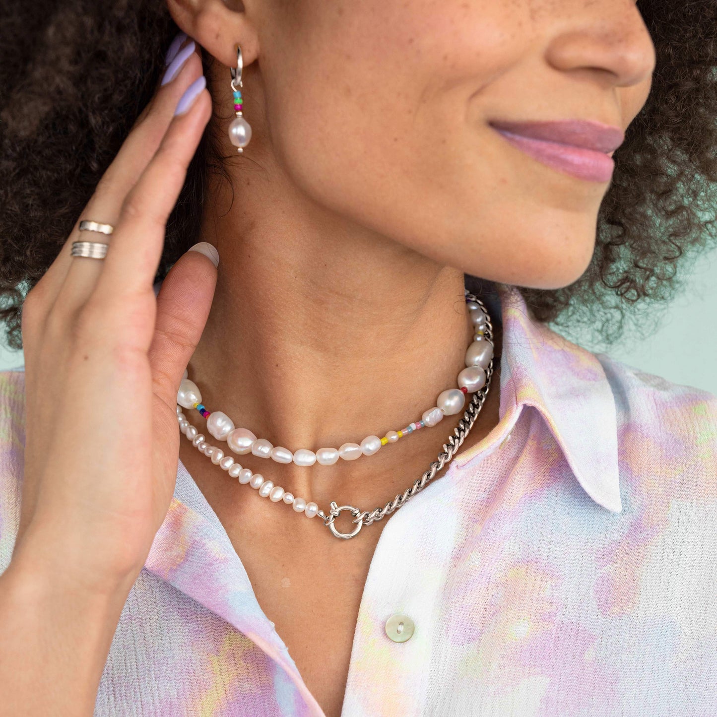 Chain'n'Pearls Collana Argento