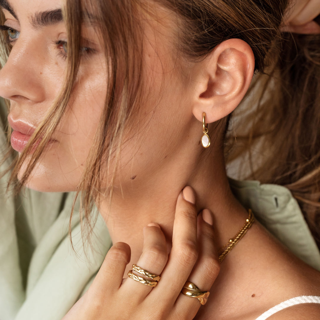 Mother of Pearls Hoop Set Argento