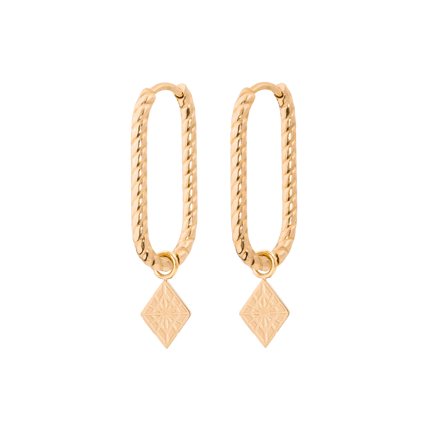 Rombo Oval Twisted Hoops Small Oro Rosa