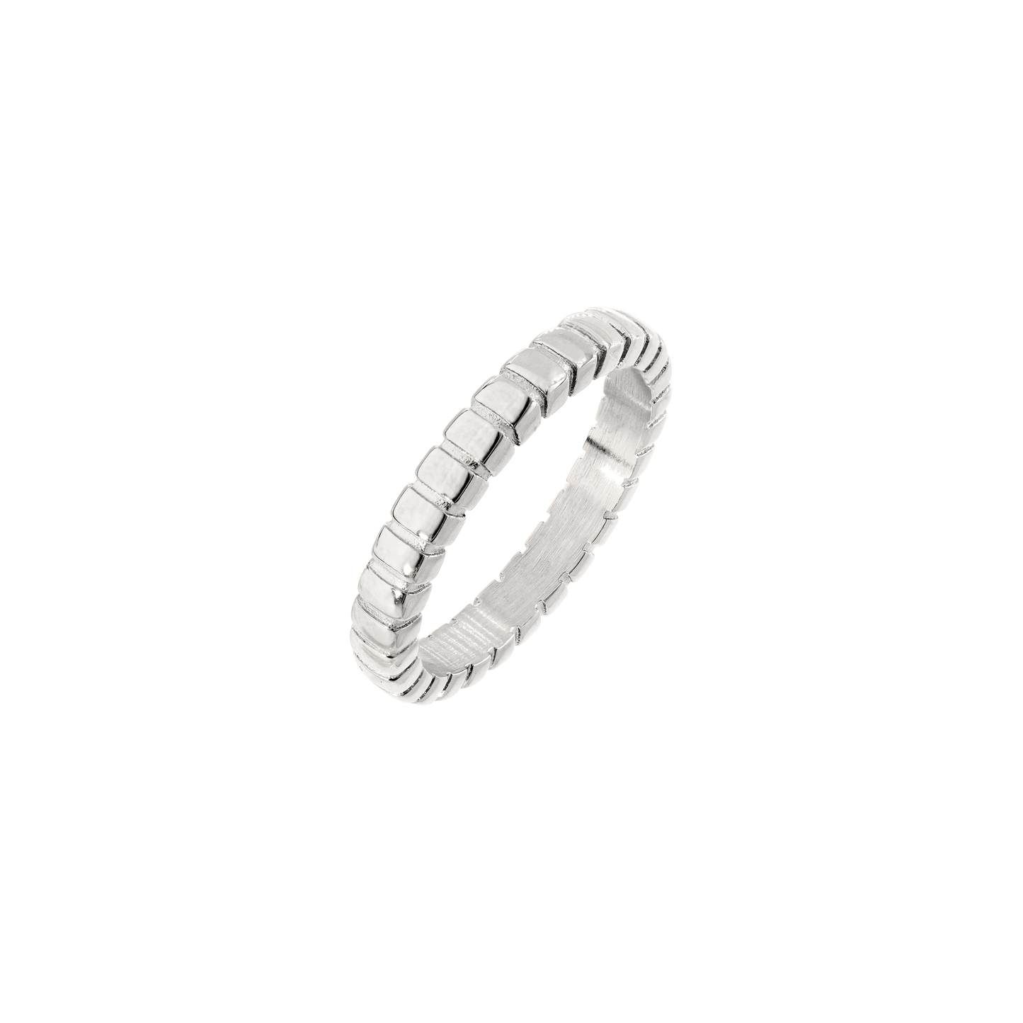 Striped Anello Thin Argento