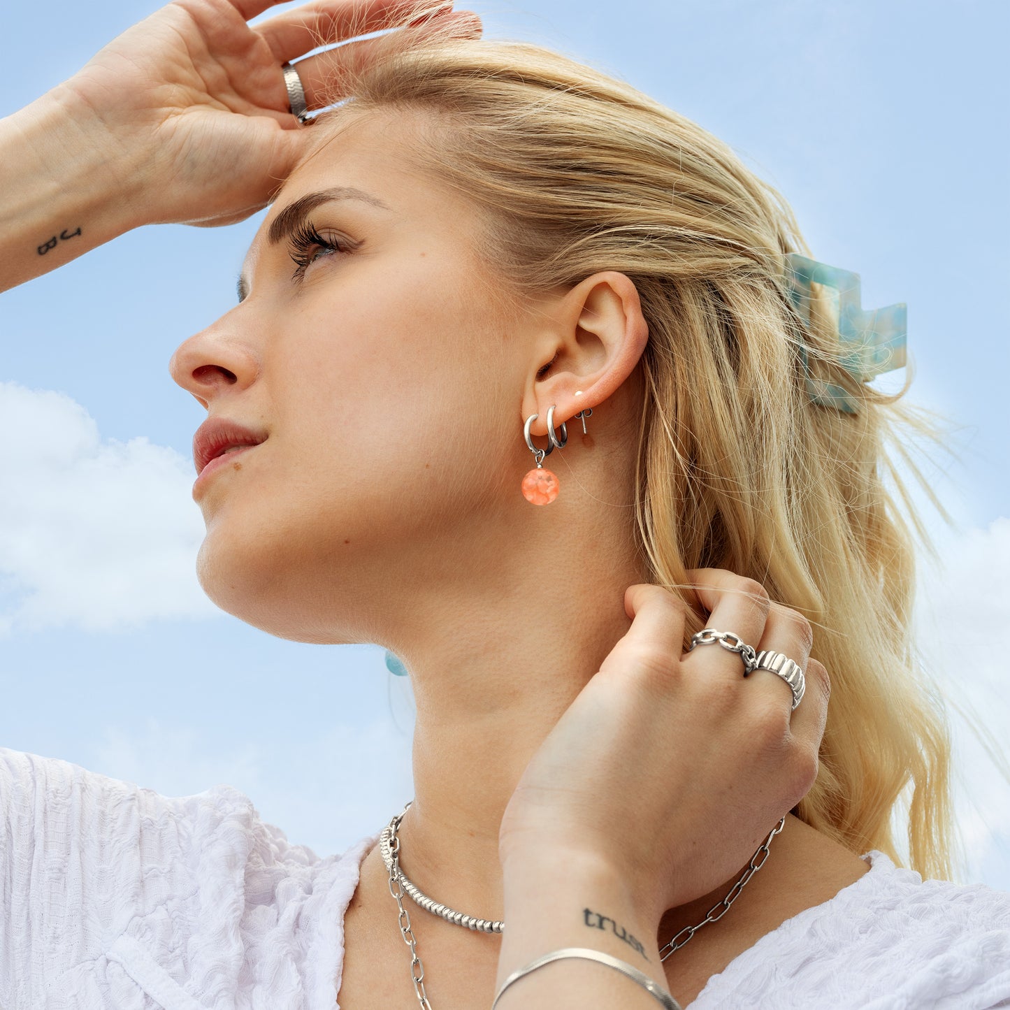 Sunset Dream Hoops Small Argento